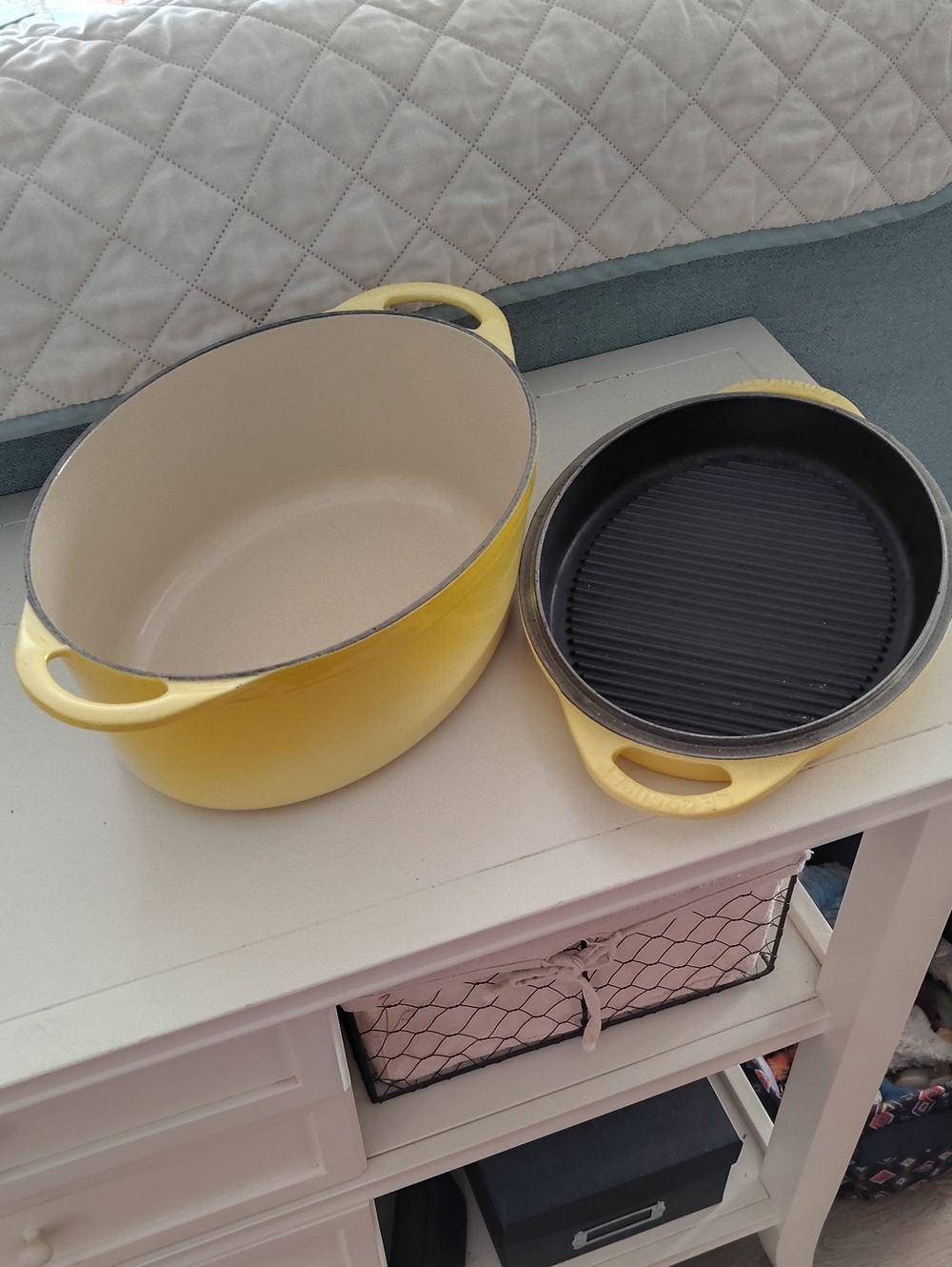 Le Creuset Dutch Oven With Grill Lid 2 In 1 Rare Soleil Color
